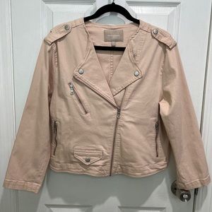 Banana Republic moto blush zipper jean jacket